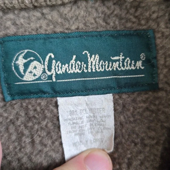 90s Vintage Dark Taupe Pile Fleece USA Made Gander Mountain Teddy Jacket Size XL